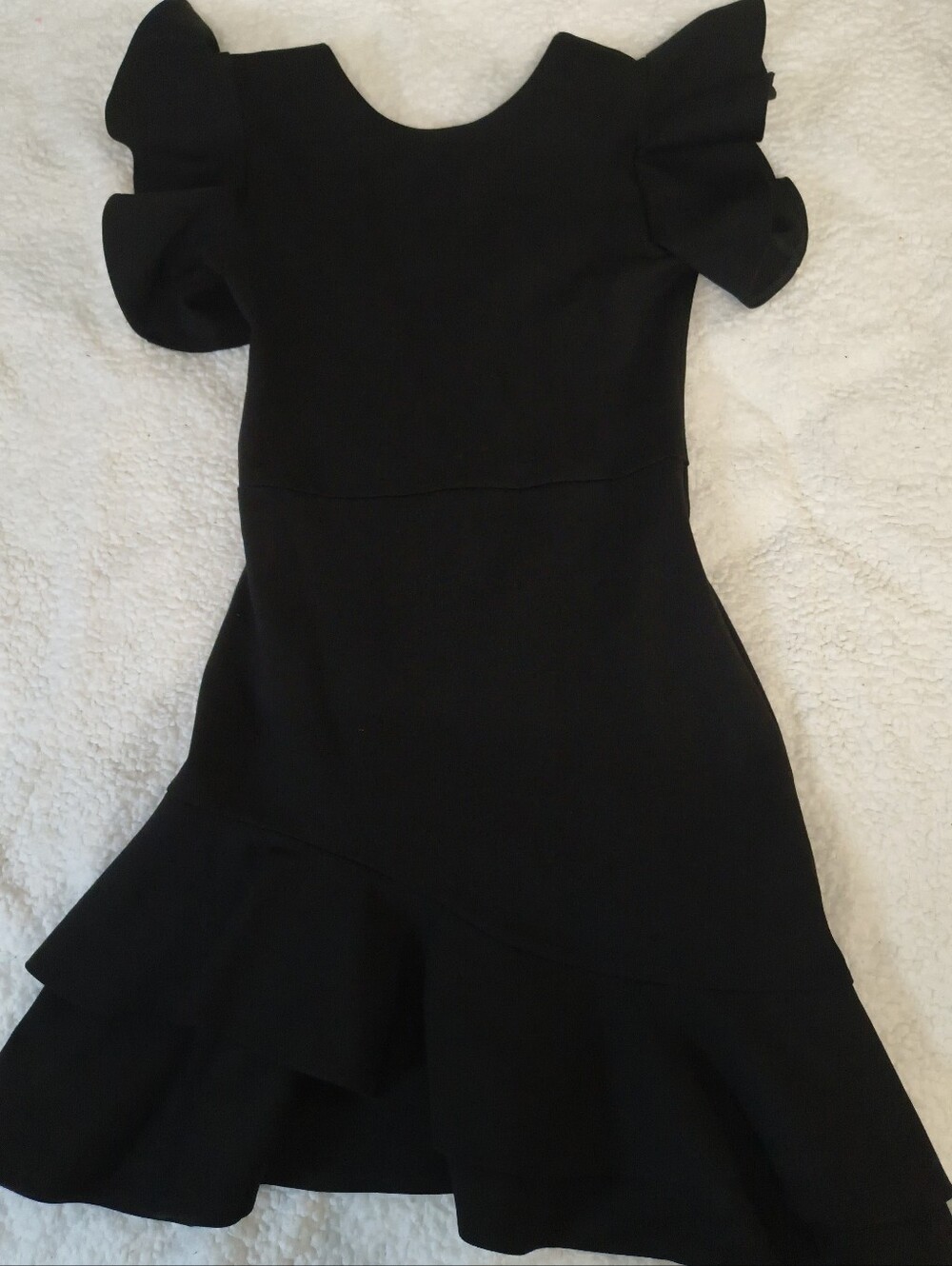 Amanda Uprichard Black Mini Dress with Ruffle Hem